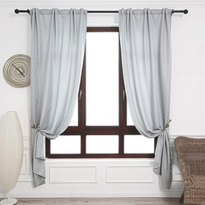 Cortinas con 3 Formas de(uso) con diseño Lluvia Gris , para Salón ,Habitación con Efecto de visillo 140X260cm. - Imagen 3