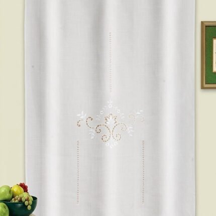 Cortina corta rustica baño,cocina,ventanas de recibidor, habitación son visillo bordados florales ( R 1046).)
