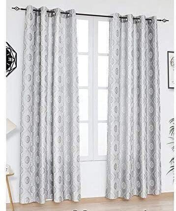 Cortina de tela semi opaca diseño modernas para salas, habitacion ,ventanas de terraza ,color Gris perla con 8 ollaos de acero..