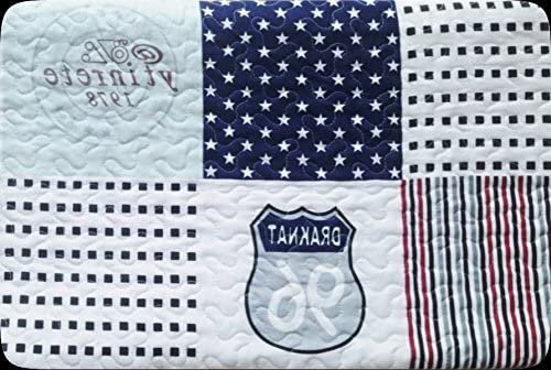 Colcha bouti cubre cama estampada cosida con Fundas de cojin 50-x-70cm (2638) ruta 66 color bicolor . - Imagen 2