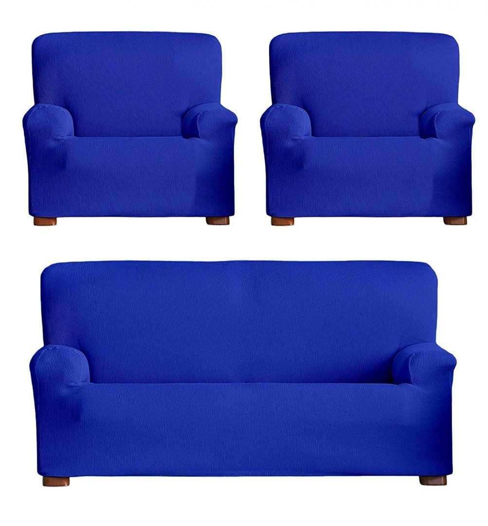 FUNDAS/PROTECTORES DE SOFÁ DE ALTA ELASTICIDAD: EN COLOR AZUL ELECTRICO. - Imagen 2