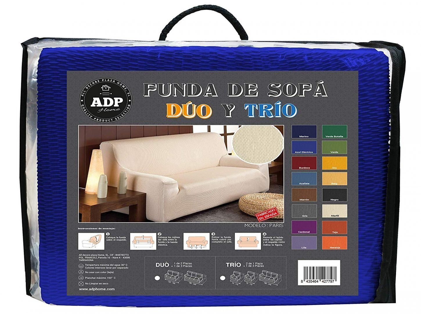 FUNDAS/PROTECTORES DE SOFÁ DE ALTA ELASTICIDAD: EN COLOR AZUL ELECTRICO. - Imagen 4