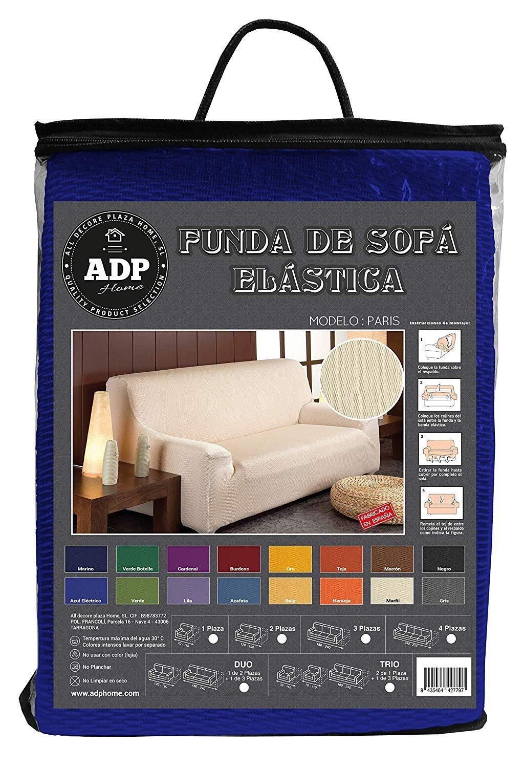 FUNDAS/PROTECTORES DE SOFÁ DE ALTA ELASTICIDAD: EN COLOR AZUL ELECTRICO. - Imagen 11
