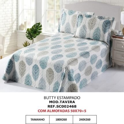 Colcha bouti cosida Tacto algodón para Cama de 135 y 150cm con Dos Fundas de 50 x 70 cm de Regalo.