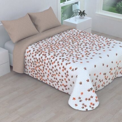 Colcha bouti Victorio & Lucchino  Marrón reversible Cosida Cubre con Fundas 50x70cm para Primavera/Verano/otoño.