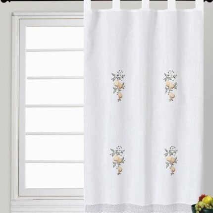 Cortinas Rústicas Bordadas para Cocina - Modelo Peras