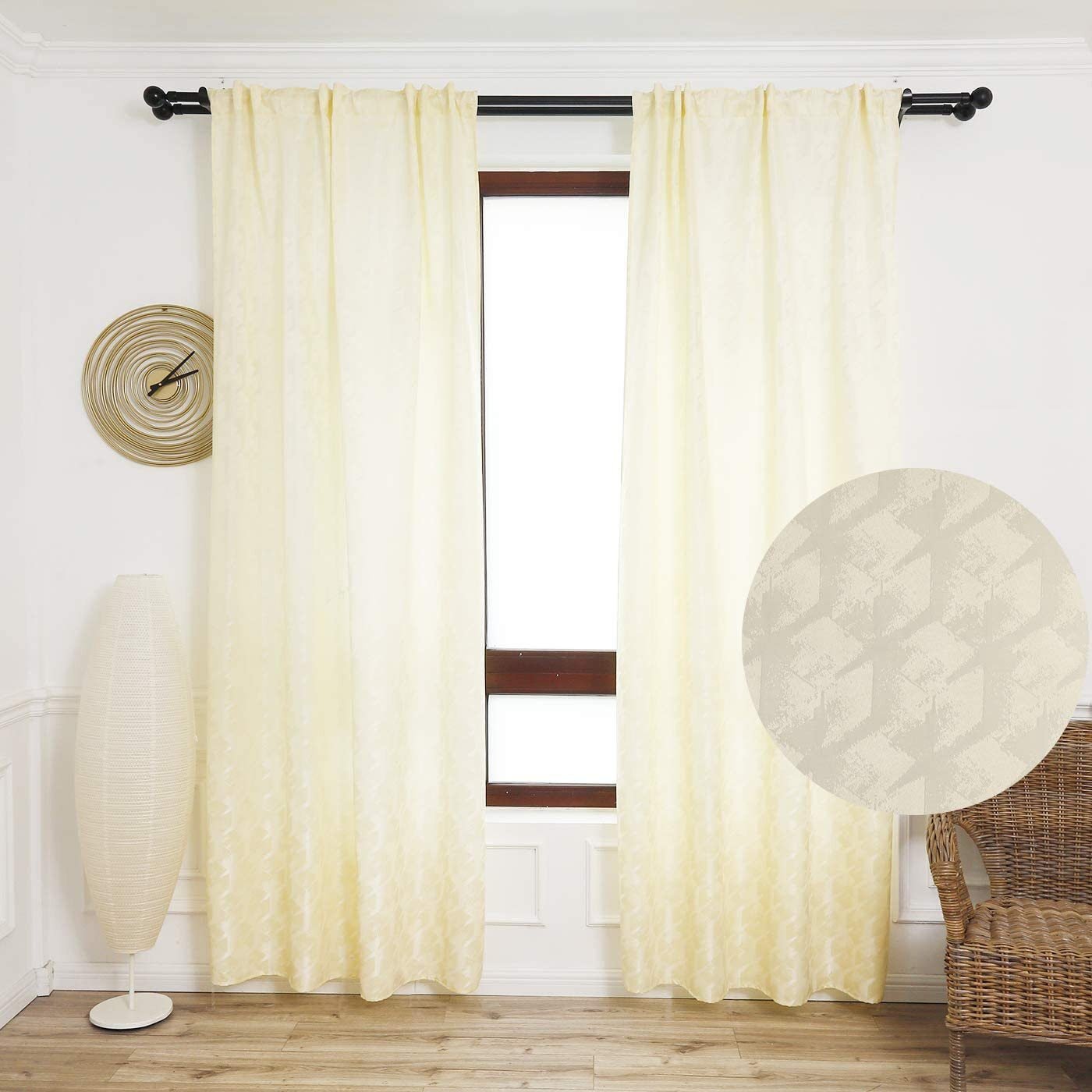 Cortinas con 3 Formas de(uso) con diseño Hexagonal , para Salón ,Habitación con Efecto de visillo 140X260cm.