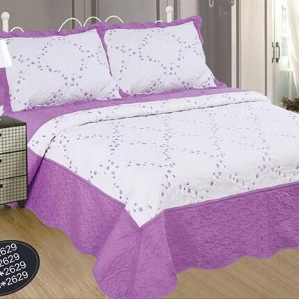 Colcha bouti Cama Cubrecama Bordada Cosida con Fundas para Primavera/Verano/otoño, Lila (J-2629).