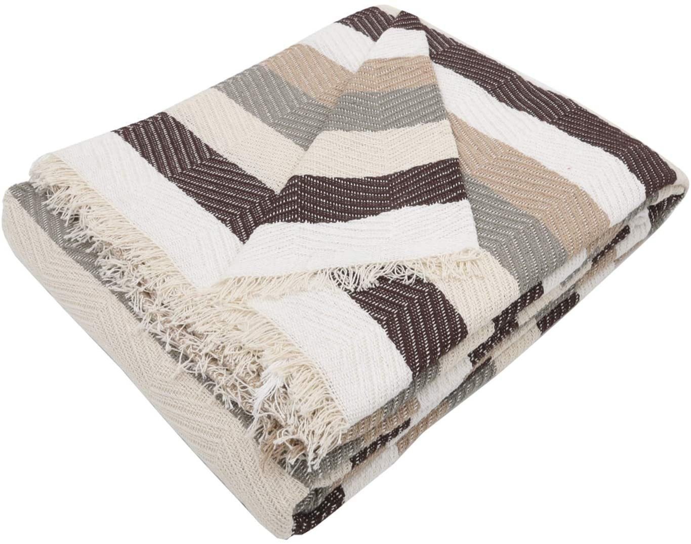 Cubre sofá Multiusos jarapas Composición del tejido: 80% Algodón, 20% Poliéster Fabricado en España Color Tostados Rayas. - Imagen 2