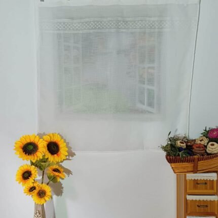 Cortinas Rústicas Bordadas Beis para Cocina y Más