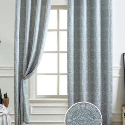 Cortina para ventana ,Salón, Dormitorio ,Habitación ,sala de tela brocada color Gris con 8 Ojales de Acero.