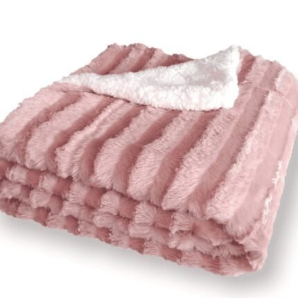 Manta de sofá de visón de pelo con sherpa para cama calentita y mimosa decorativa las mejores compañera viaje son decorativa mimosa en 4 Tamaños Color Rosa.