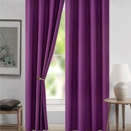 Cortina de tela semi opaca en lisa color/ Morado para salón ,dormitorios, sala.