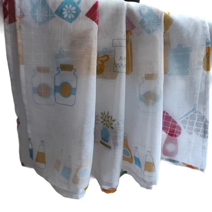 Cortina de Cocina visillo Estampados con Presillas Translucidas para Decoración de Ventanas cocina en varios altos 140 cm Hasta 220cm.. - Imagen 2
