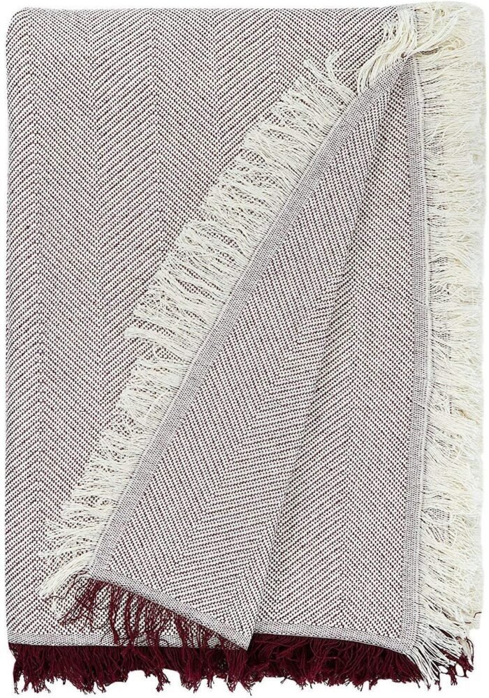 Cubre sofá Multiusos jarapas Composición del tejido: 80% Algodón, 20% Poliéster Fabricado en España  color crudo y granate - Imagen 3