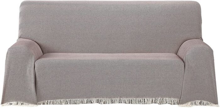 Cubre sofá Multiusos jarapas Composición del tejido: 80% Algodón, 20% Poliéster Fabricado en España  color crudo y granate - Imagen 4