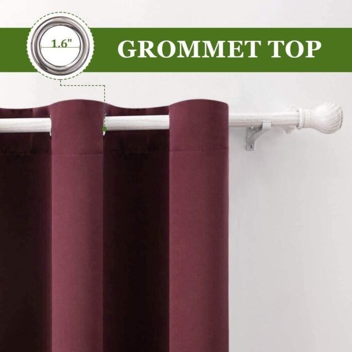 Cortina opacas súper suave en color vino tinto para sala ,habitación ,ventanas de terraza con 8 ojales acero. - Imagen 2