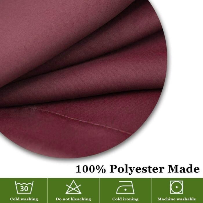 Cortina opacas súper suave en color vino tinto para sala ,habitación ,ventanas de terraza con 8 ojales acero. - Imagen 4