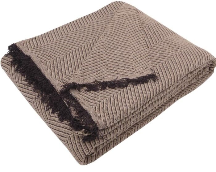 Cubre sofá Multiusos, jarapas algodón Espiga ,Tonos Camel Negro  tejido: 80% Algodón, 20% Poliéster Fabricado en España. - Imagen 2