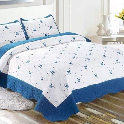 Colcha bouti Cama Cubrecama Bordada Cosida con Fundas para Primavera/Verano/otoño,  (2611) Azulón.