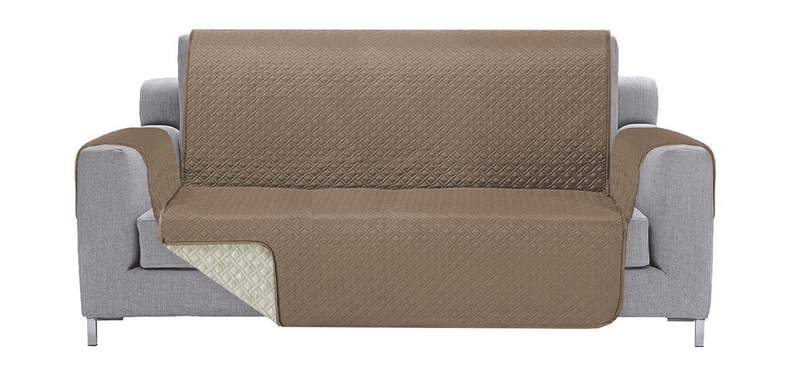 Cubre sofá reversible acolchada Livina Camel reversible crudo color diferente por los 2 lados cada funda tiene tacto suave y agradable.