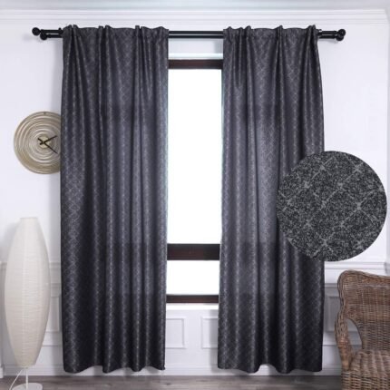Cortinas con 3 Formas de(uso) con diseño Rombos , para Salón ,Habitación con Efecto de visillo 140X260cm.