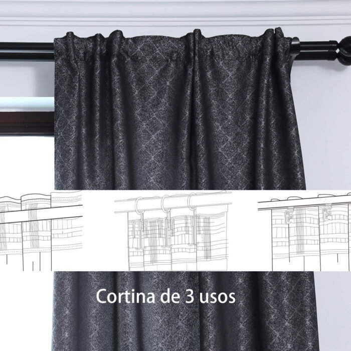 Cortinas con 3 Formas de(uso) con diseño Rombos , para Salón ,Habitación con Efecto de visillo 140X260cm. - Imagen 2