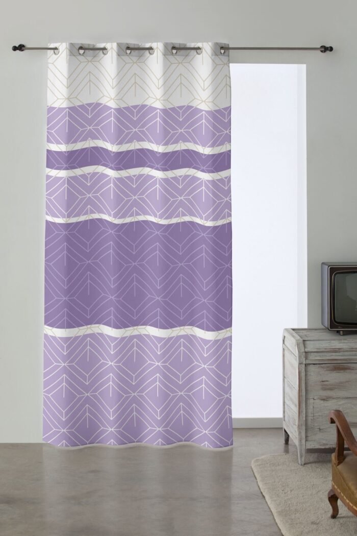 Cortina Estampada confeccionada de loneta con ollaos Dolí medidas,150x260 cm.