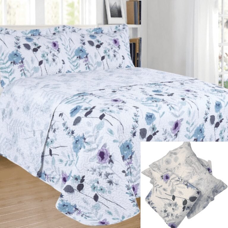 Colcha de verano estampada reversible modelo flores primavera en azul en varios tamaños Desde 90cm asta 180cm excepcional relación calidad y precio R-2022-2. - Imagen 4