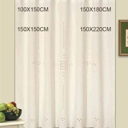 Cortina de cocina, baño, sala, Rustica bordada clásico de toda la vida, Bordados y Floral decorativo, máxima calidad y muy duradera varios altos 150cm asta 220cm..