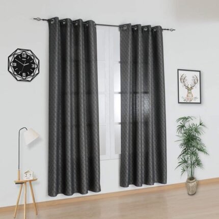 Cortinas semi opacas para ventana sala habitación salones de color gris oscuro, con 8 ojales de acero.