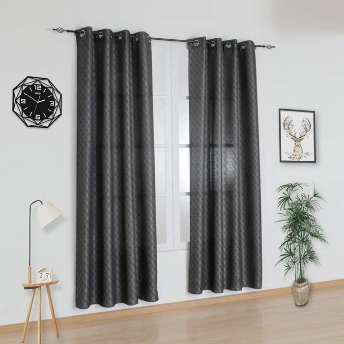 Cortinas semi opacas para ventana sala habitación salones de color gris oscuro, con 8 ojales de acero.