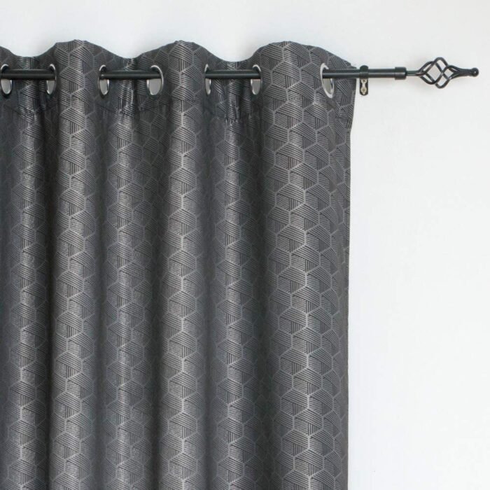 Cortinas semi opacas para ventana sala habitación salones de color gris oscuro, con 8 ojales de acero. - Imagen 2