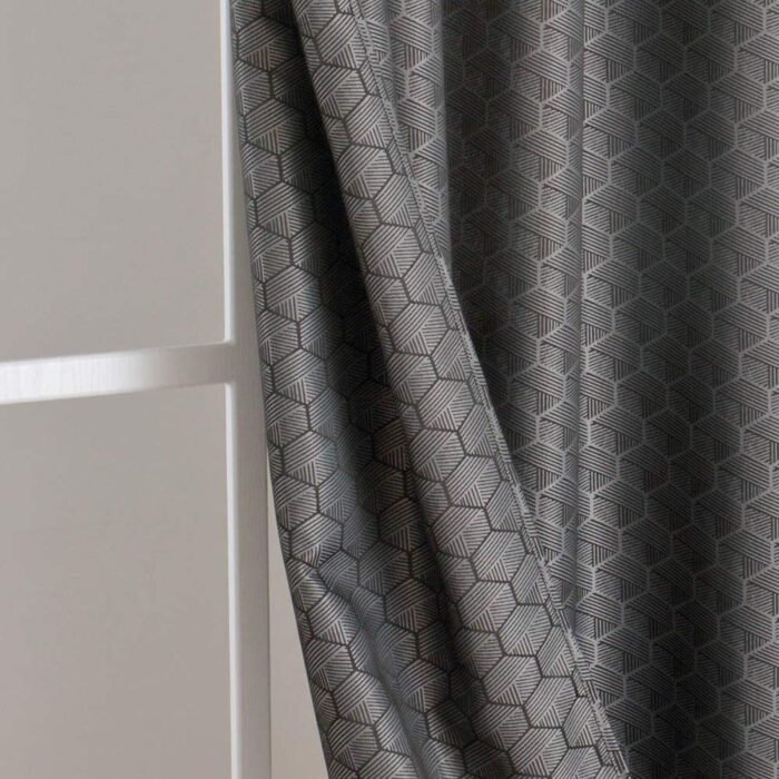 Cortinas semi opacas para ventana sala habitación salones de color gris oscuro, con 8 ojales de acero. - Imagen 5