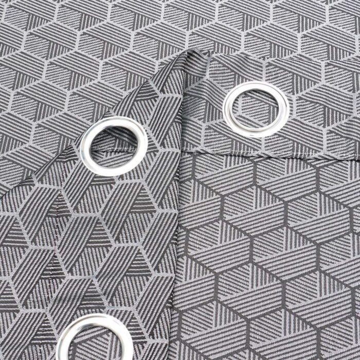 Cortinas semi opacas para ventana sala habitación salones de color gris oscuro, con 8 ojales de acero. - Imagen 6