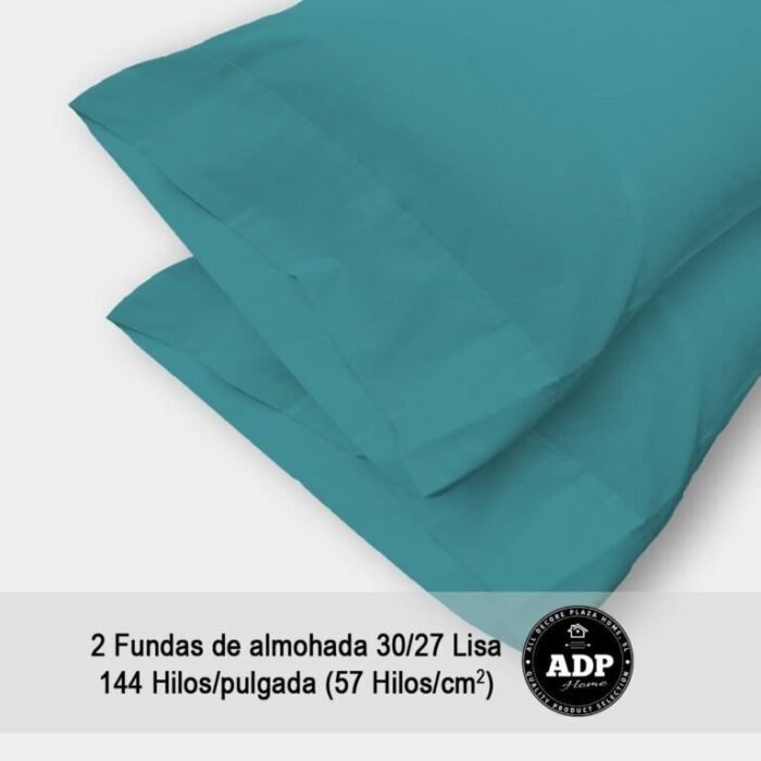 Fundas de Almohada Turquesa 50P Polialgodón 144 Hilos - Imagen 2