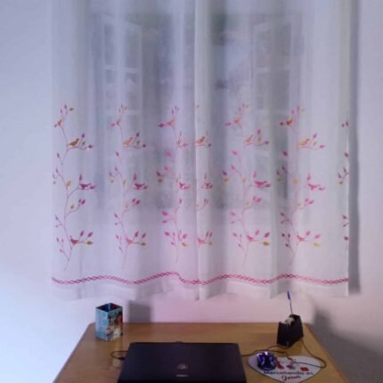 Cortinas Bordadas Rosa y Amarillo con Ojales 2022