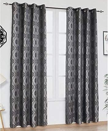 Cortinas semi opacas jacquard en Bicolor Gris y Gris perla con 8 ollaos de acero para ventana de hogar ,salón,dormitorio.