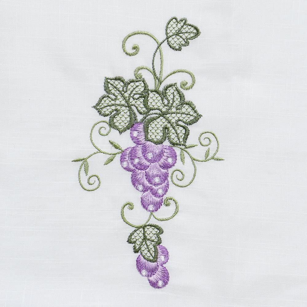 Cortinas Cocina Rústica Bordadas Uvas Lila - Alta Calidad - Imagen 2