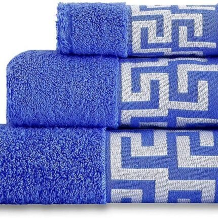 Toallas de baño Color Azul  , set 3 algodón 100% Egipto portugués Gran absorción,450 g/m2,súper Suave.