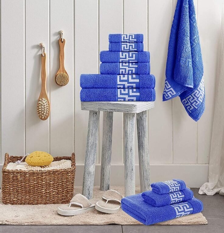 Toallas de baño Color Azul , set 3 algodón 100% Egipto portugués Gran absorción,450 g/m2,súper Suave. - Imagen 3