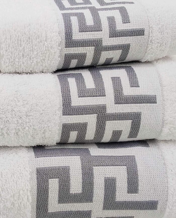 Toallas de baño en Blanco y Gris, set 3 Piezas 100% algodón Portugués ,Gran absorción,450 g2,/m2 súper Suave. - Imagen 2