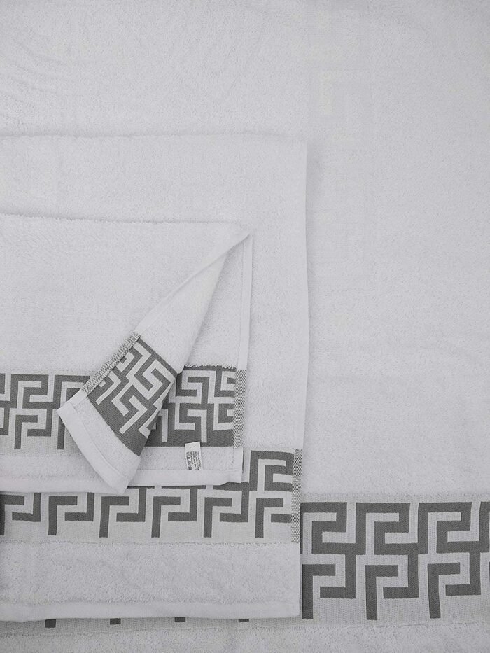 Toallas de baño en Blanco y Gris, set 3 Piezas 100% algodón Portugués ,Gran absorción,450 g2,/m2 súper Suave. - Imagen 3