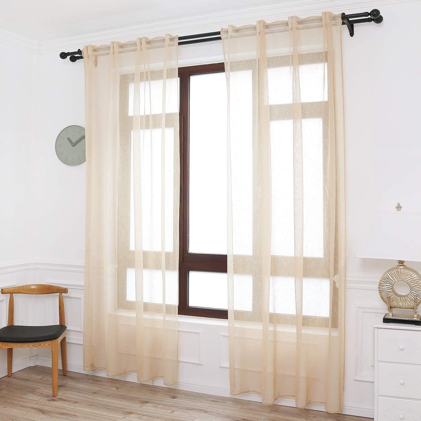 Visillos translucido con 3 Formas de( uso) con diseño Lluvia beis , para Salón ,Habitación. - Imagen 3