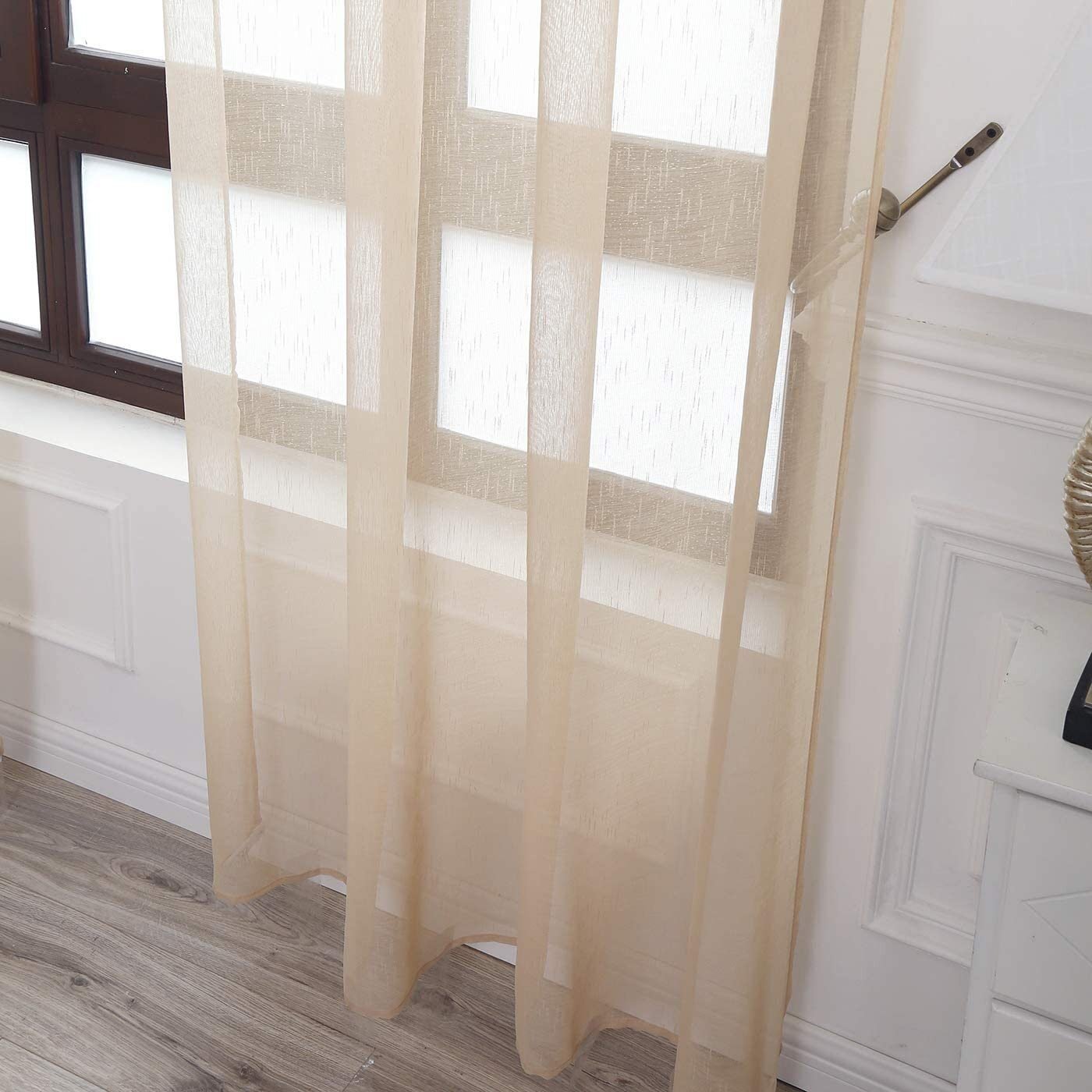 Visillos translucido con 3 Formas de( uso) con diseño Lluvia beis , para Salón ,Habitación. - Imagen 6