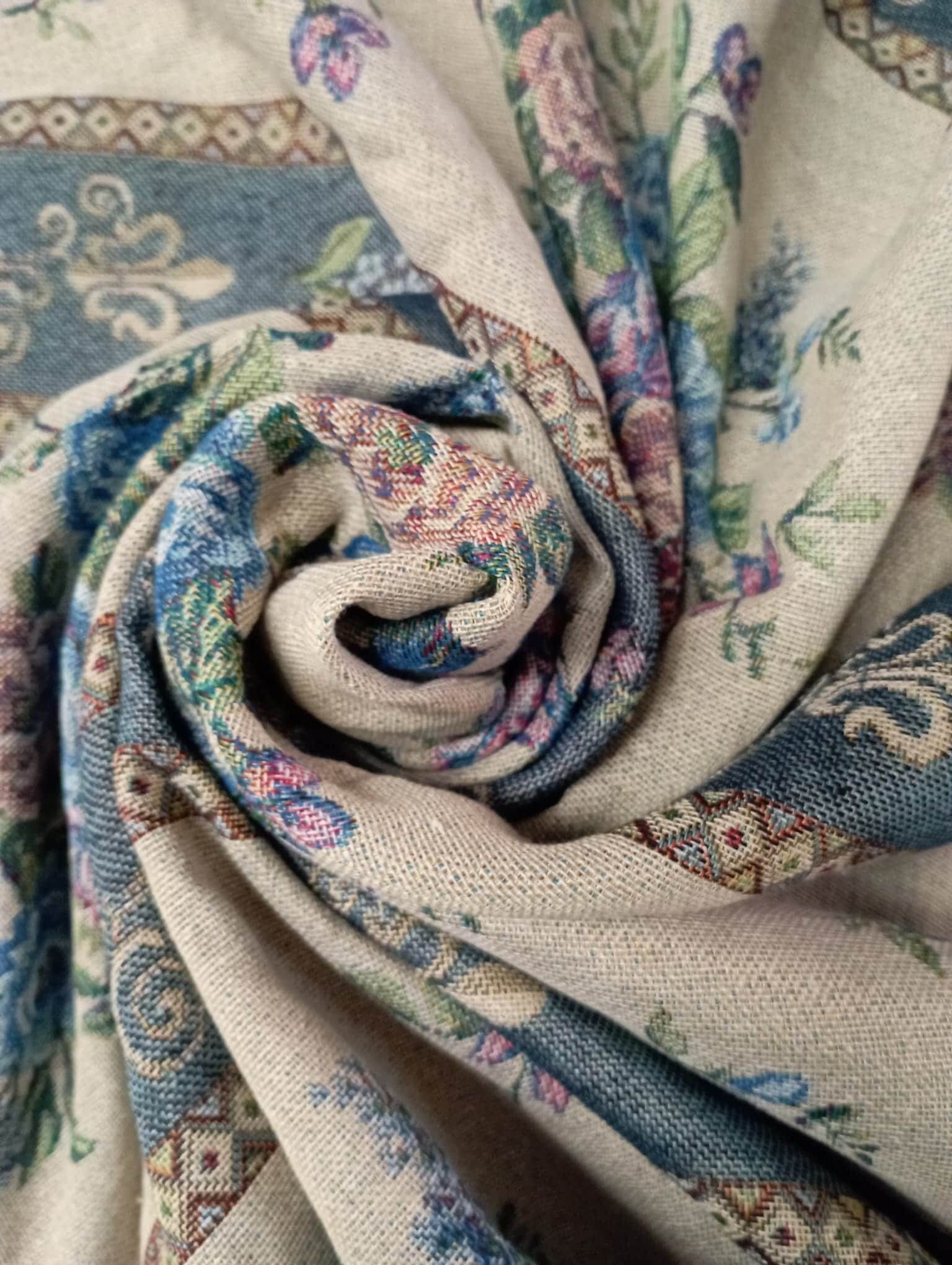 Cortina de calle Ramos de Flores Azules 140×260 cm | Jacquard - Imagen 5