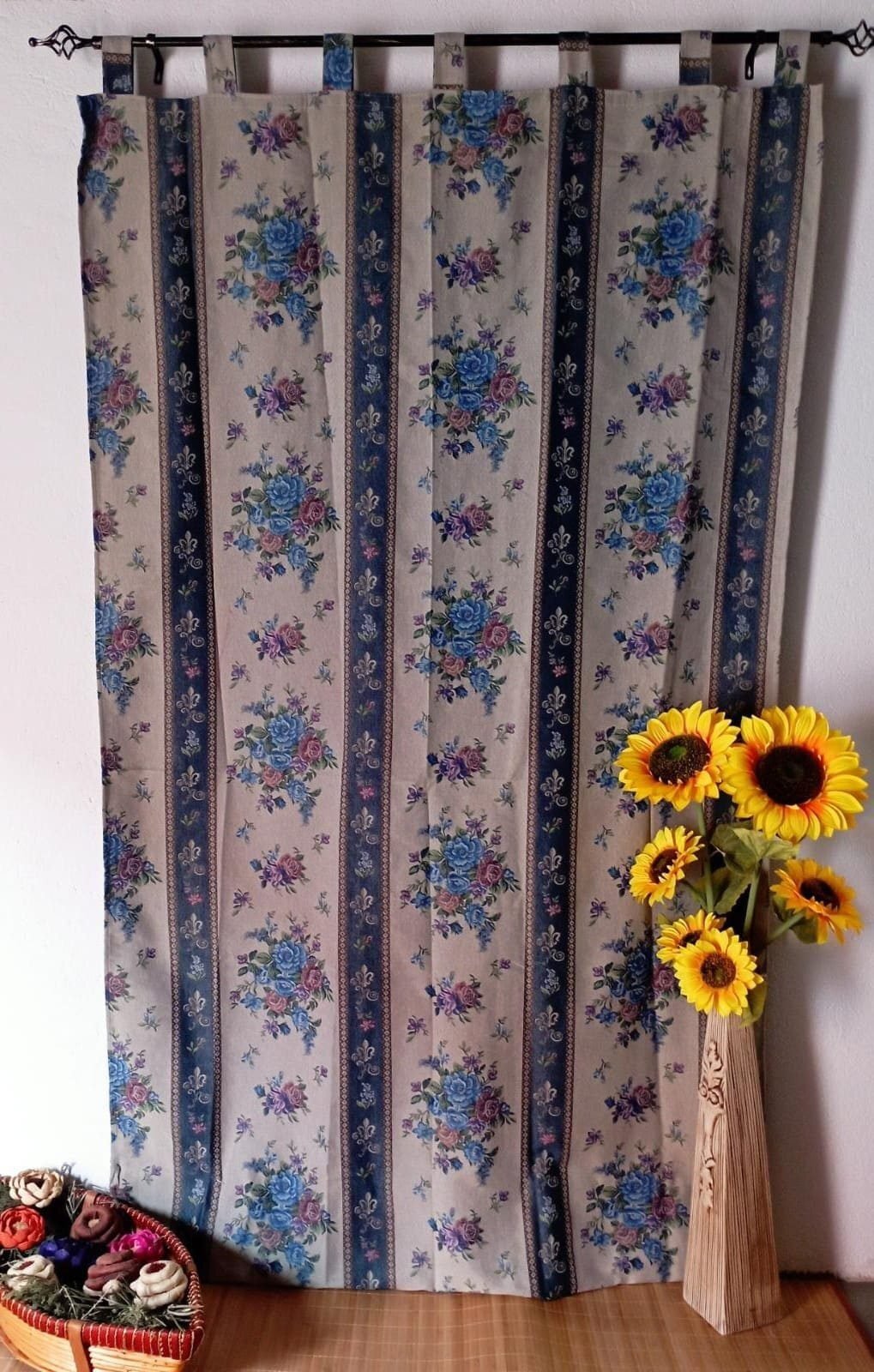 Cortina de calle Ramos de Flores Azules 140×260 cm | Jacquard - Imagen 9