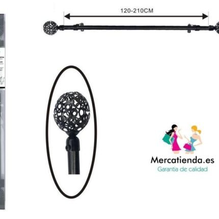 Barra de Cortina Extensible Negro 19-16mm Modelo Bola