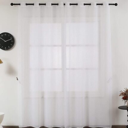 Visillos de dormitorio Lunares en Dorado Blanco, Traslucido para Salón Sala de Estar, Medidas (140x260cm).
