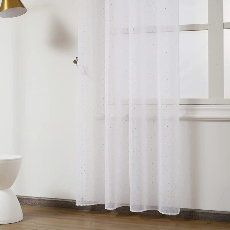 Visillos de dormitorio Lunares en Dorado Blanco, Traslucido para Salón Sala de Estar, Medidas (140x260cm). - Imagen 3